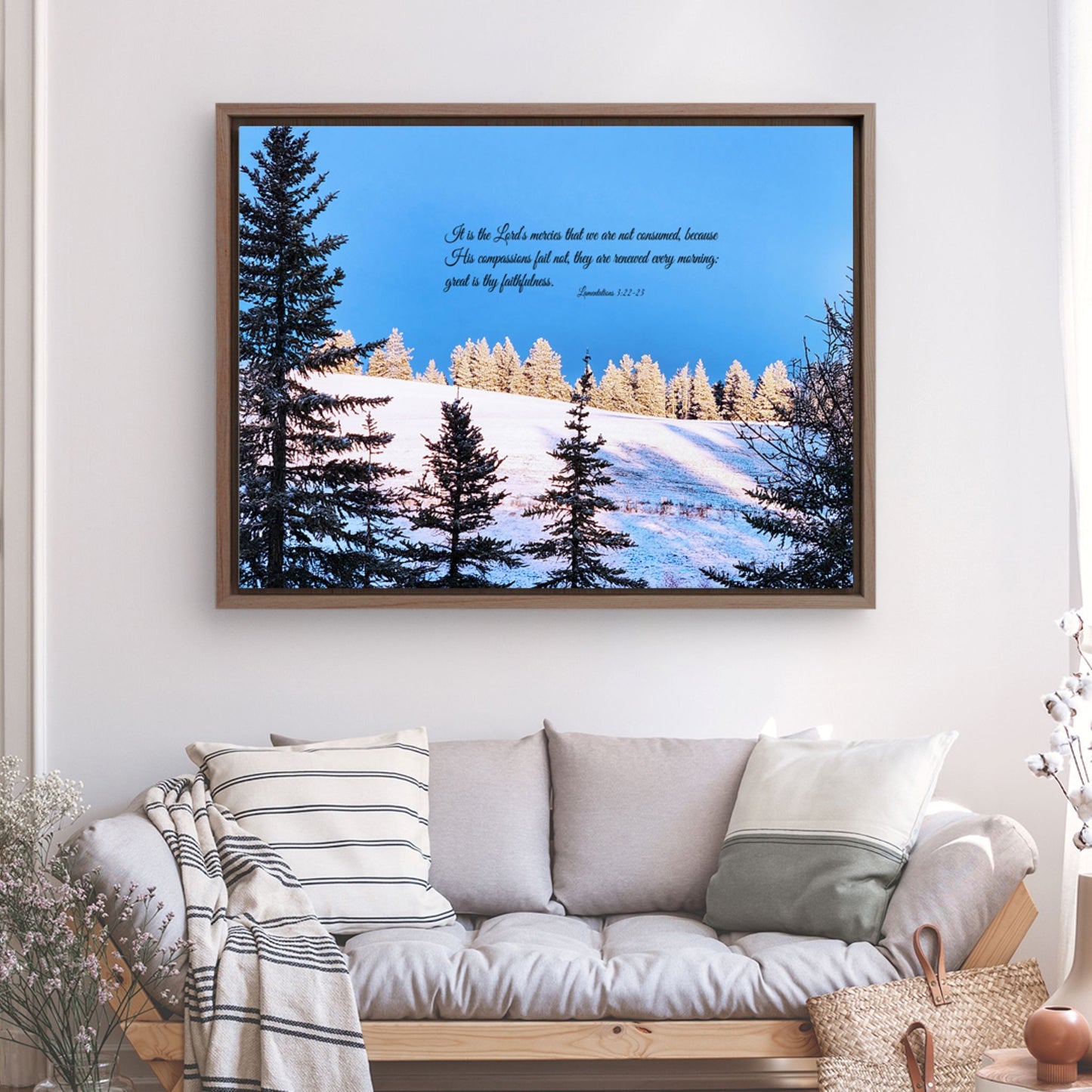 "His Tender Mercies" Framed Canvas