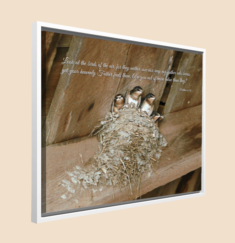 "Look At The Birds Of The Air" Framed Canvas
