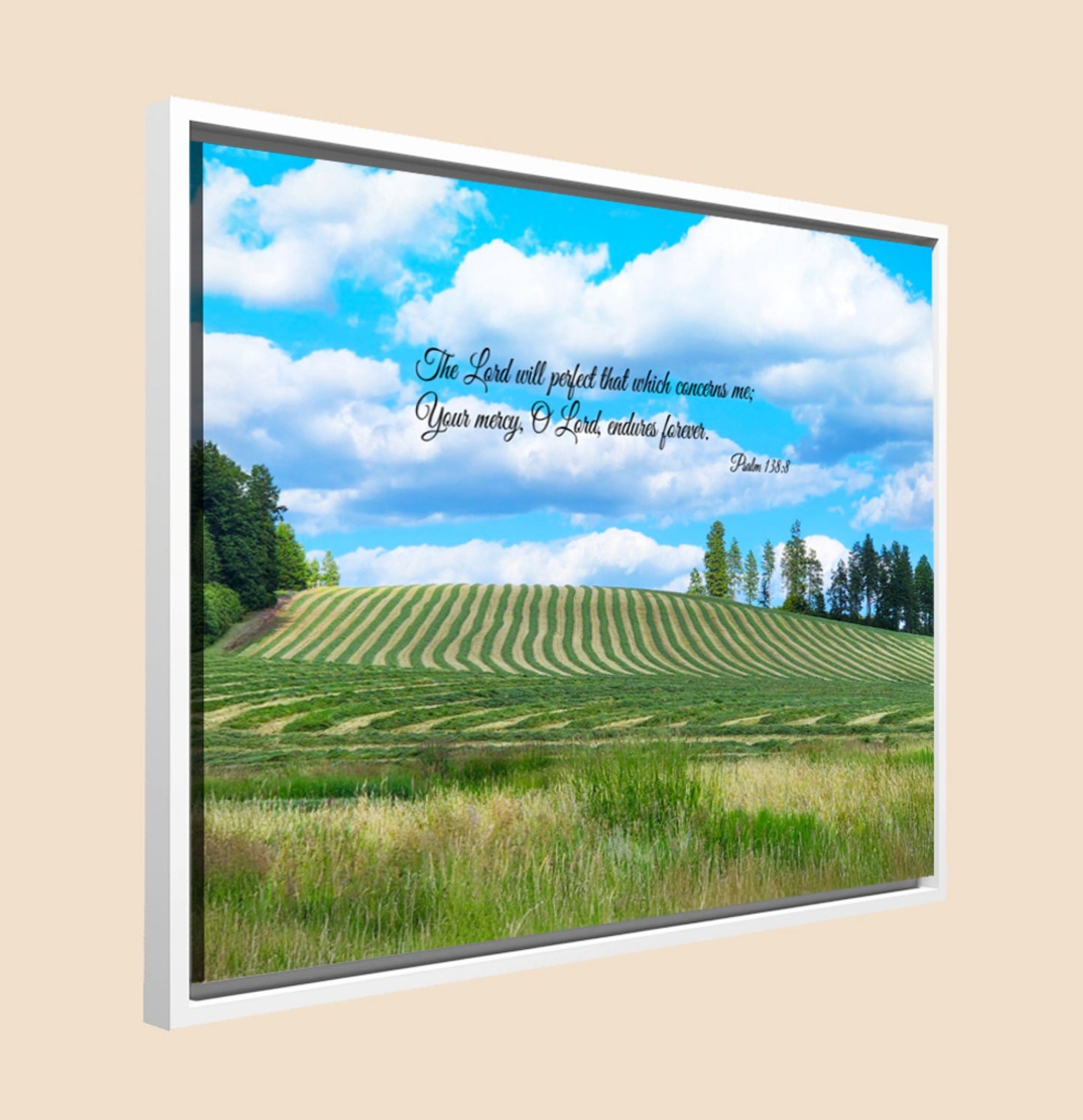 "The Lord Will Perfect That Which Concerns Me" Framed Canvas